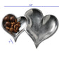 HomeRoots Two Section Silver Heart Shaped Tray With Textured Finish