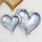 HomeRoots Two Section Silver Heart Shaped Tray With Textured Finish