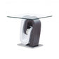 HomeRoots Ultra Modern Glass Top End Table With White and Dark Grey Finish