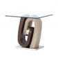 HomeRoots Ultra modern End Table With Glass top in Oak and Walnut Finish