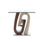 HomeRoots Ultra modern End Table With Glass top in Oak and Walnut Finish