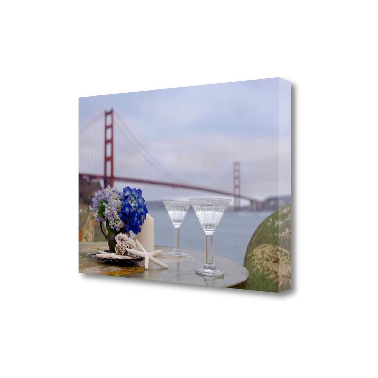 HomeRoots Up Close Beach Style Brunch For Two Golden Gate Bridge 3 Giclee Wrap Canvas Wall Art