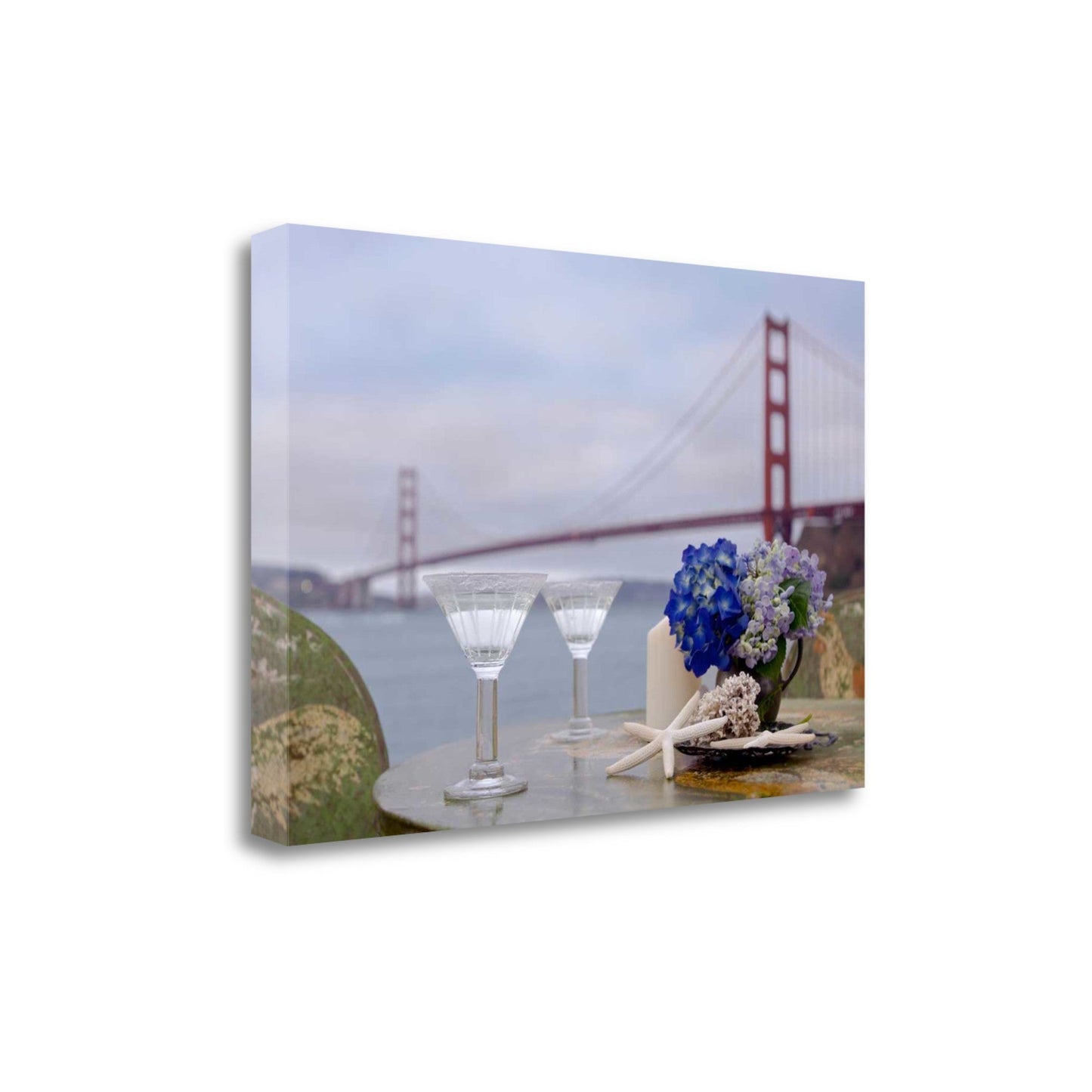 HomeRoots Up Close Beach Style Brunch For Two Golden Gate Bridge 3 Giclee Wrap Canvas Wall Art