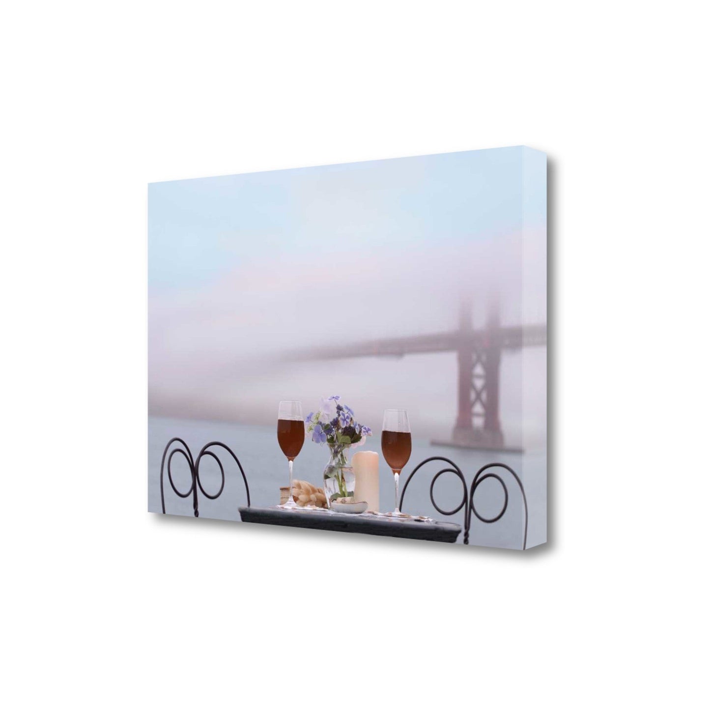 HomeRoots Up Close Overcast Bistro Cafe Golden Gate Bridge 4 Giclee Wrap Canvas Wall Art