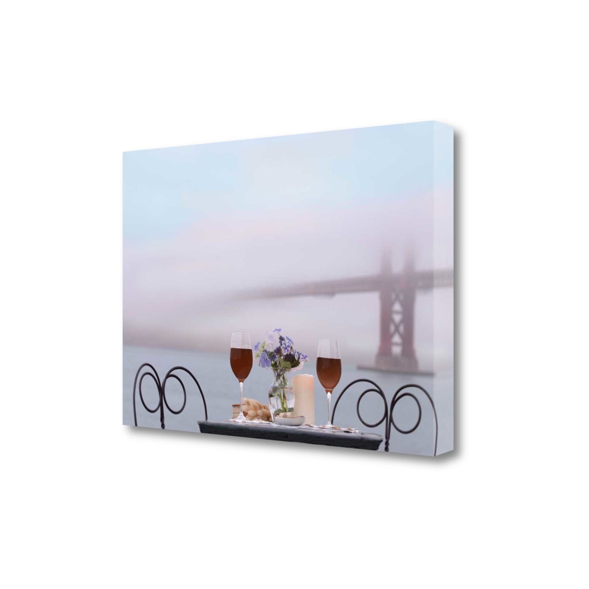 HomeRoots Up Close Overcast Bistro Cafe Golden Gate Bridge 4 Giclee Wrap Canvas Wall Art