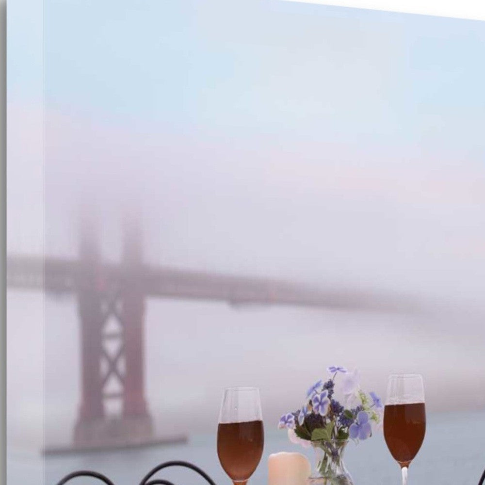 HomeRoots Up Close Overcast Bistro Cafe Golden Gate Bridge 4 Giclee Wrap Canvas Wall Art