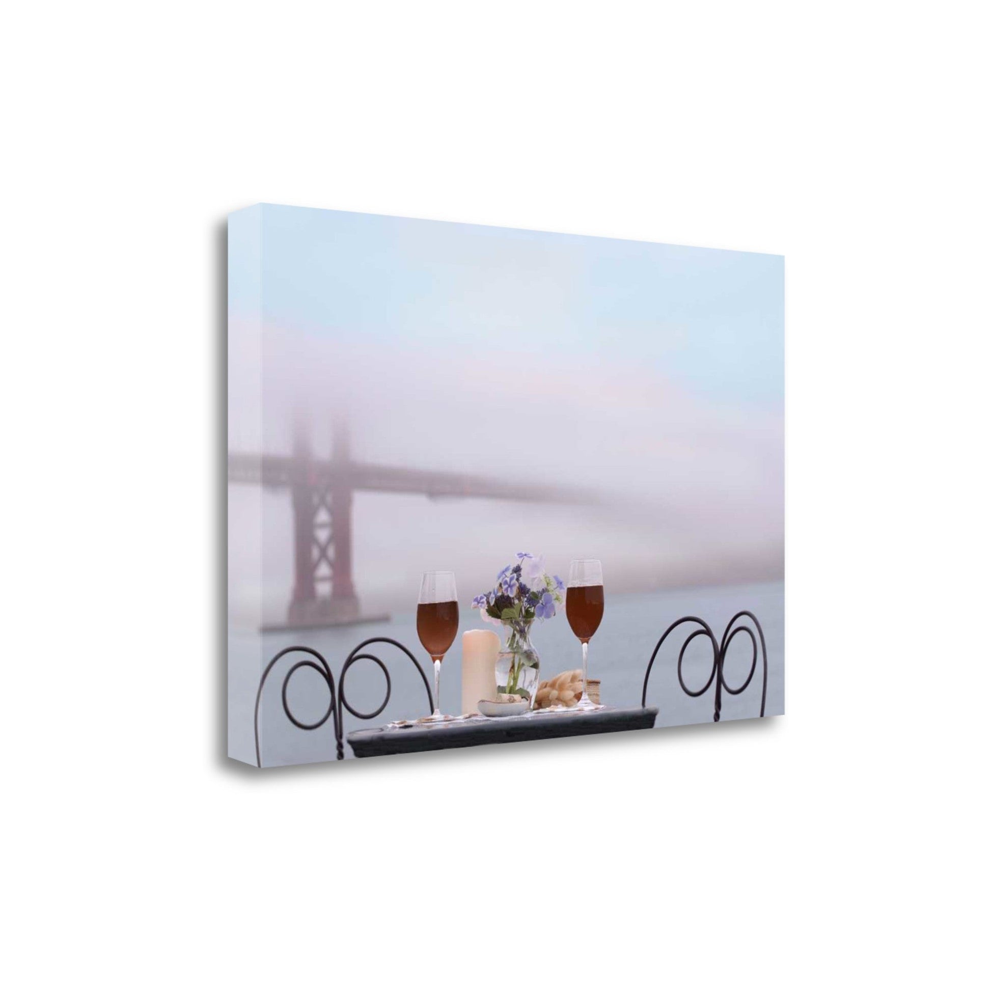 HomeRoots Up Close Overcast Bistro Cafe Golden Gate Bridge 4 Giclee Wrap Canvas Wall Art