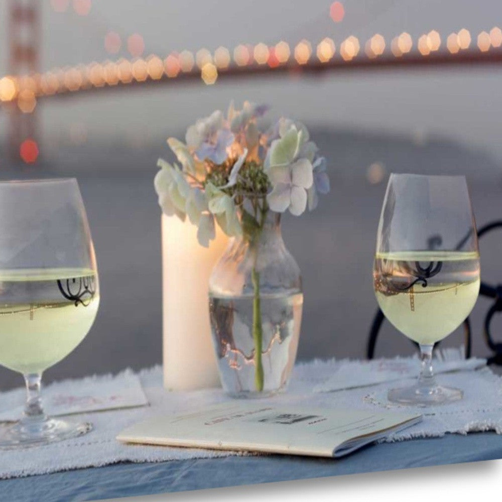 HomeRoots Up Close Romantic Wine Night For Two Golden Gate Bridge 1 Giclee Wrap Canvas Wall Art