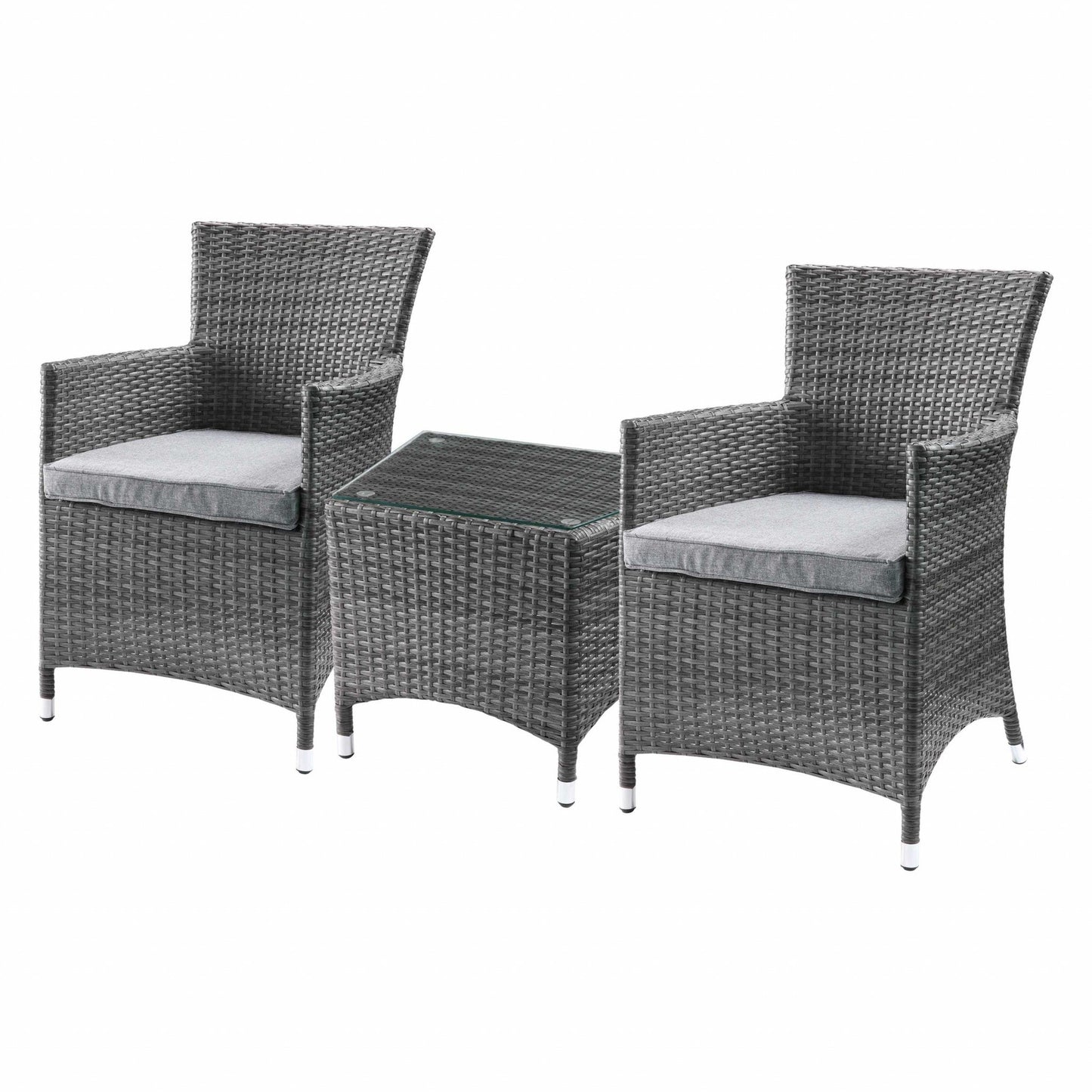 HomeRoots Updated Modern Gray High Back Wicker Patio in 3 Piece Set