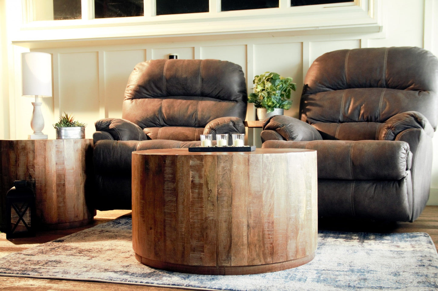 HomeRoots Updated Rustic Round Stump Coffee Table