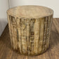 HomeRoots Updated Rustic Round Stump End Table With Antiqued Beige Finish