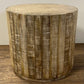 HomeRoots Updated Rustic Round Stump End Table With Antiqued Beige Finish