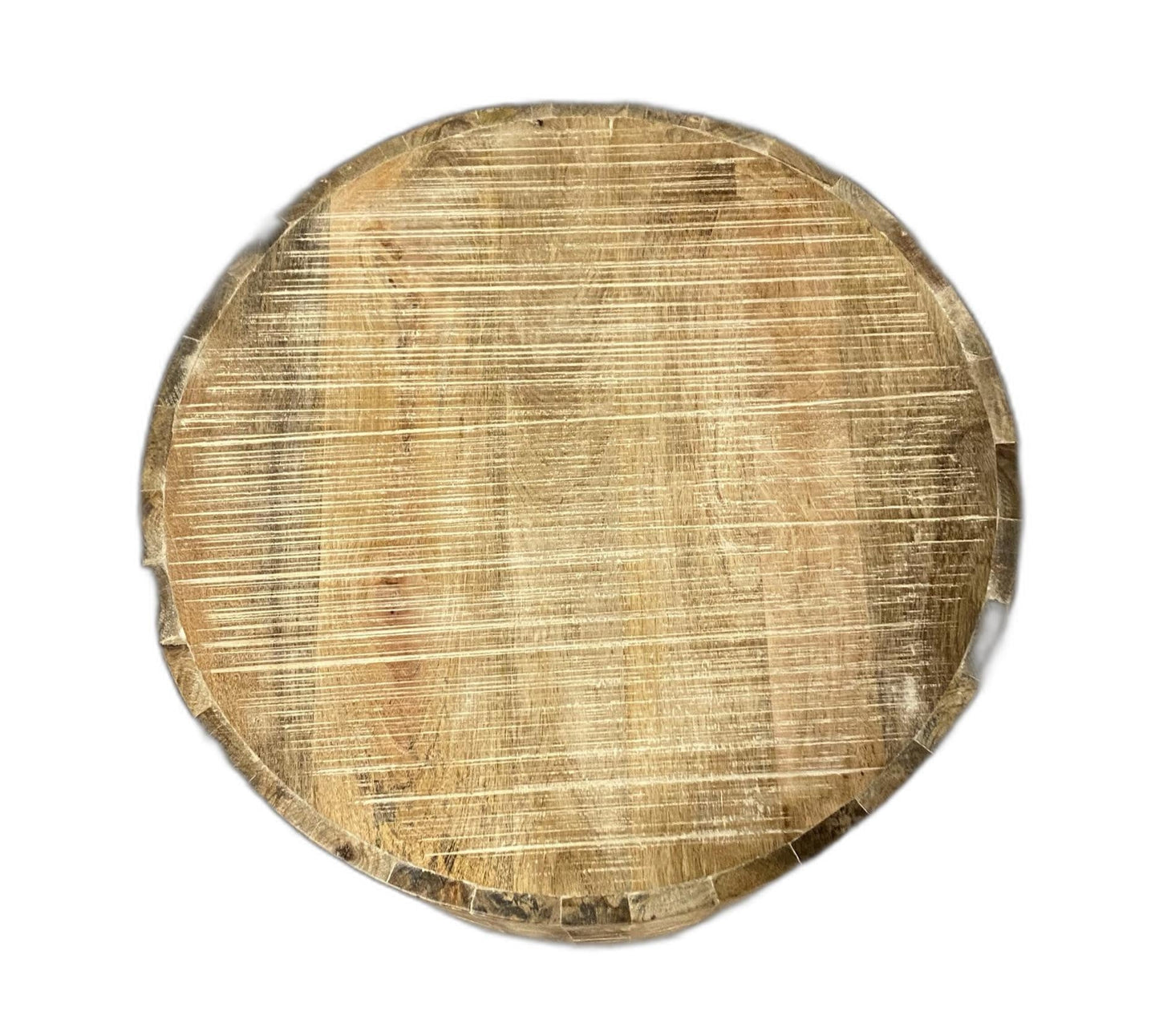 HomeRoots Updated Rustic Round Stump End Table With Antiqued Beige Finish