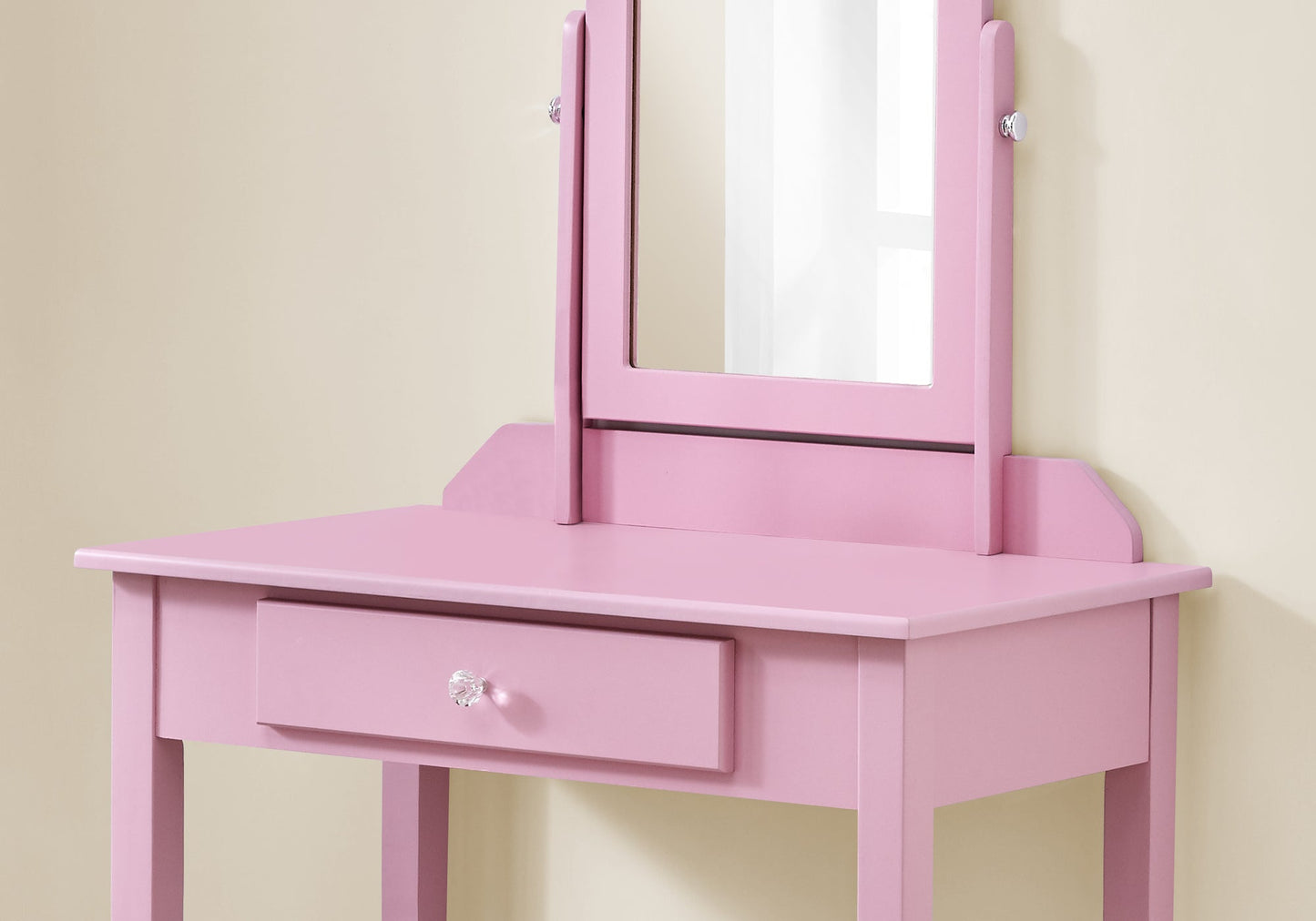 HomeRoots Vanity Mirror and Storage Drawer in Pink Finish