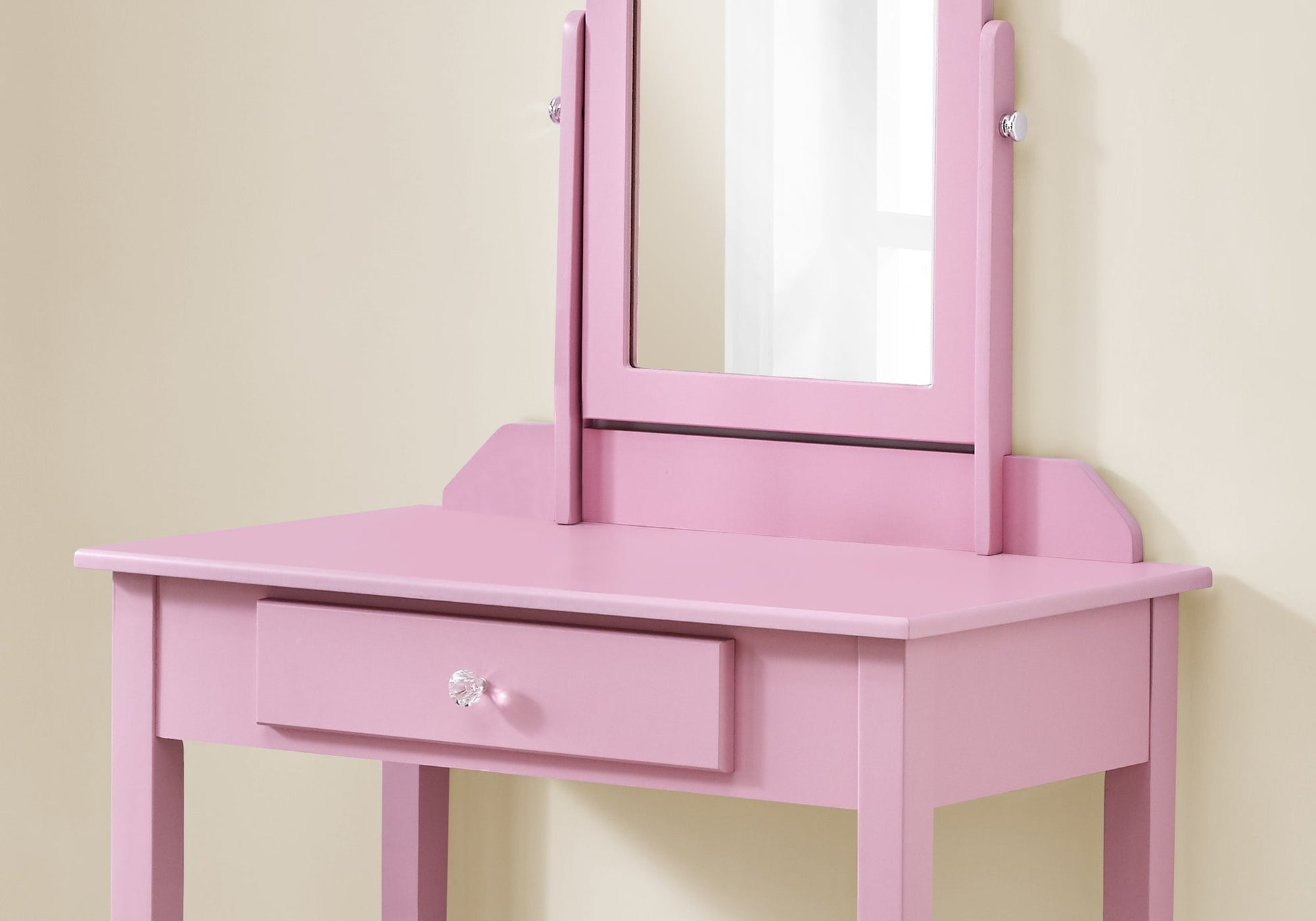 HomeRoots Vanity Mirror and Storage Drawer in Pink Finish