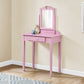 HomeRoots Vanity Mirror and Storage Drawer in Pink Finish