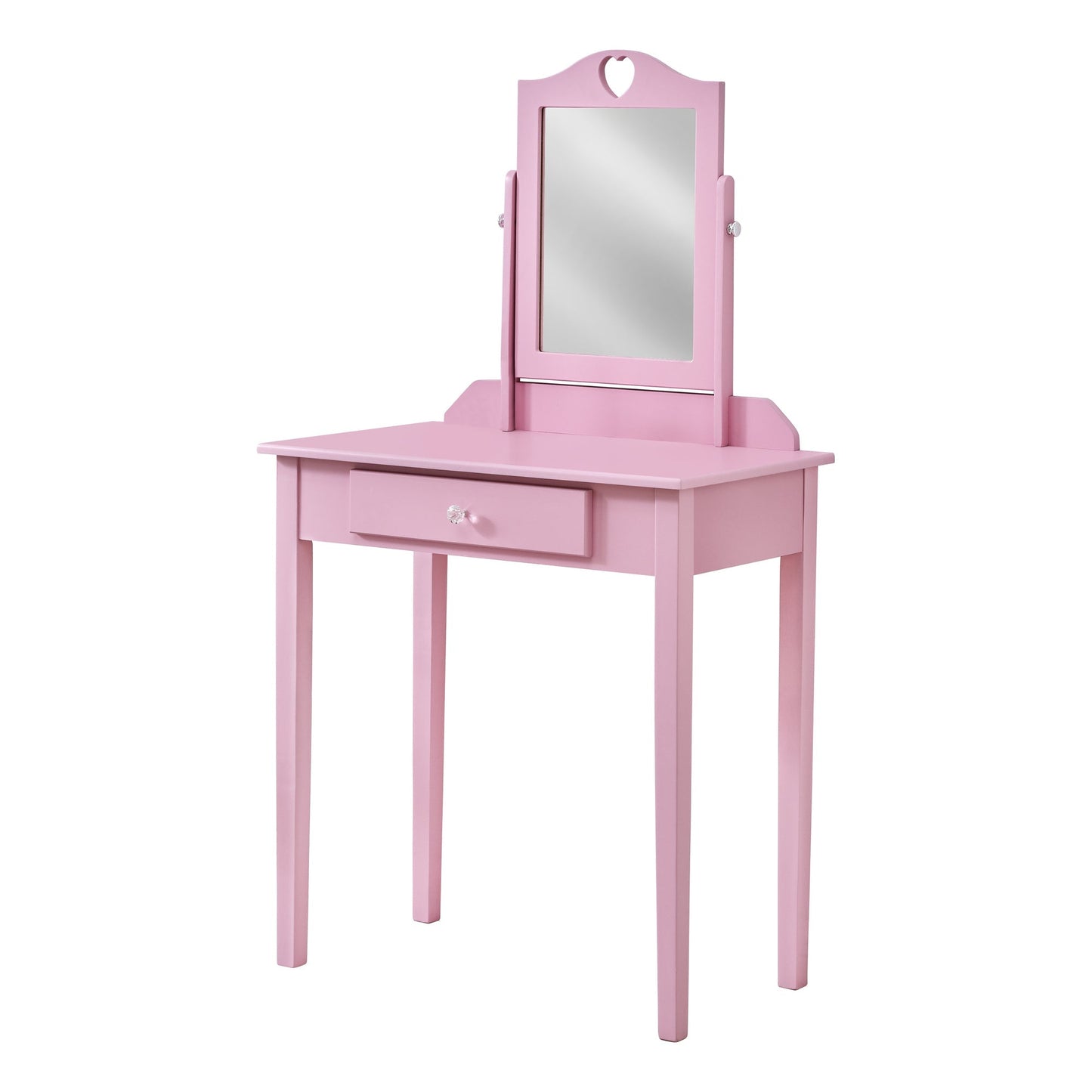 HomeRoots Vanity Mirror and Storage Drawer in Pink Finish