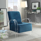 HomeRoots Velvet Accent Chair With Clear Arm in Teal Finish