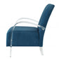 HomeRoots Velvet Accent Chair With Clear Arm in Teal Finish