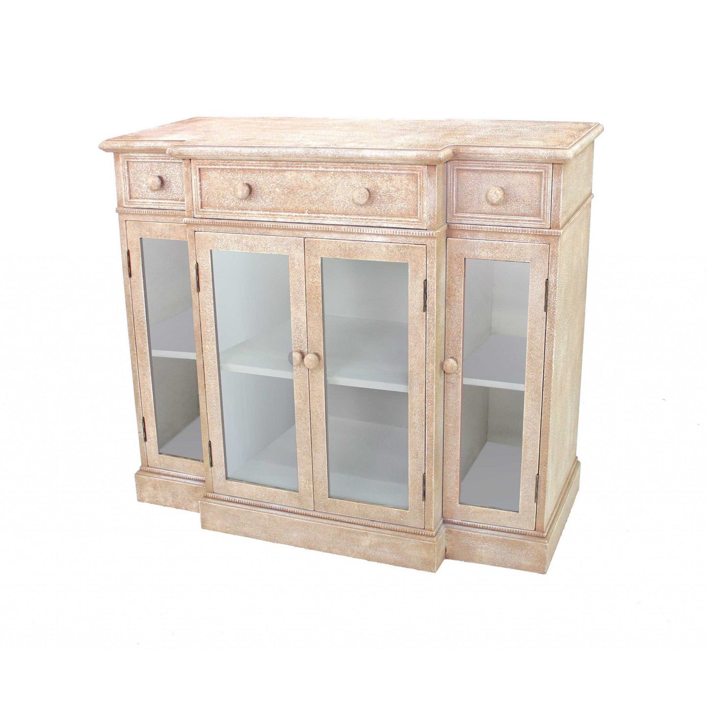 HomeRoots Vintage French Style Distressed Hallway Cabinet In Beige