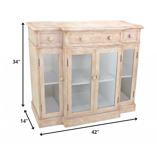 HomeRoots Vintage French Style Distressed Hallway Cabinet In Beige