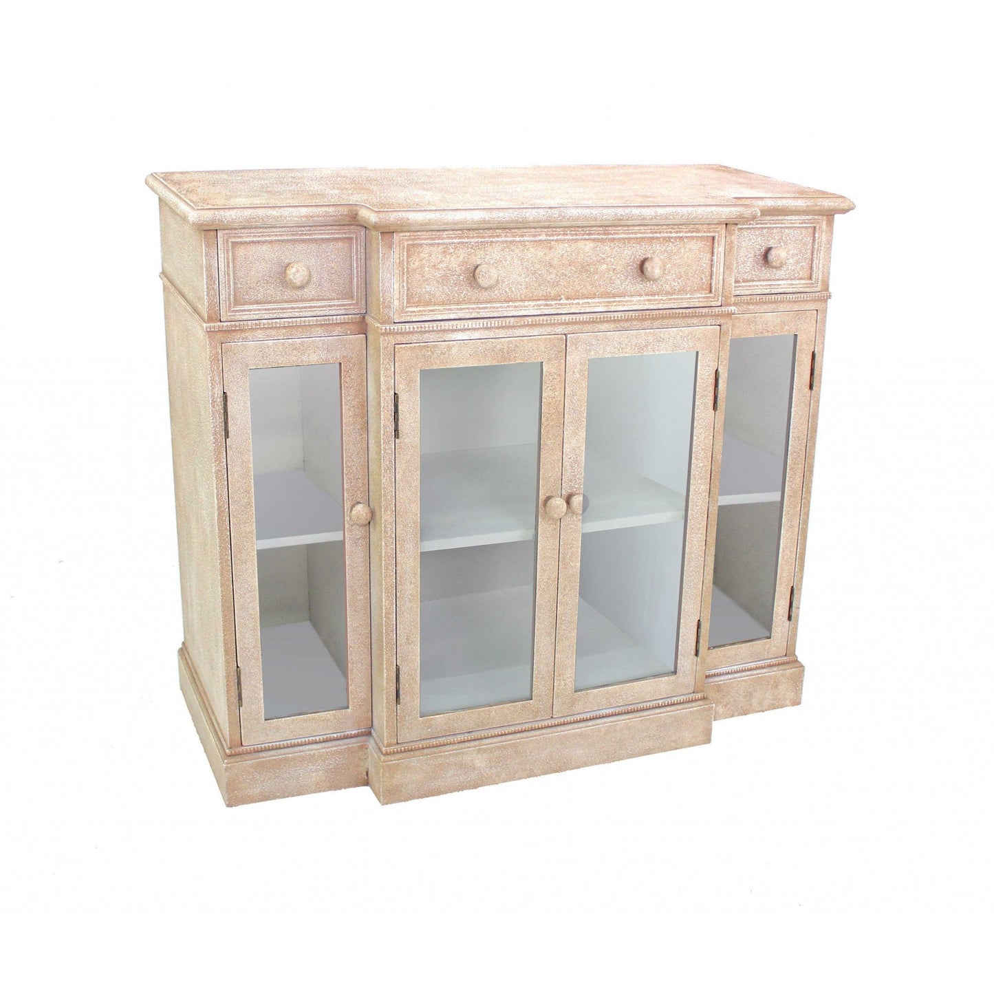 HomeRoots Vintage French Style Distressed Hallway Cabinet In Beige