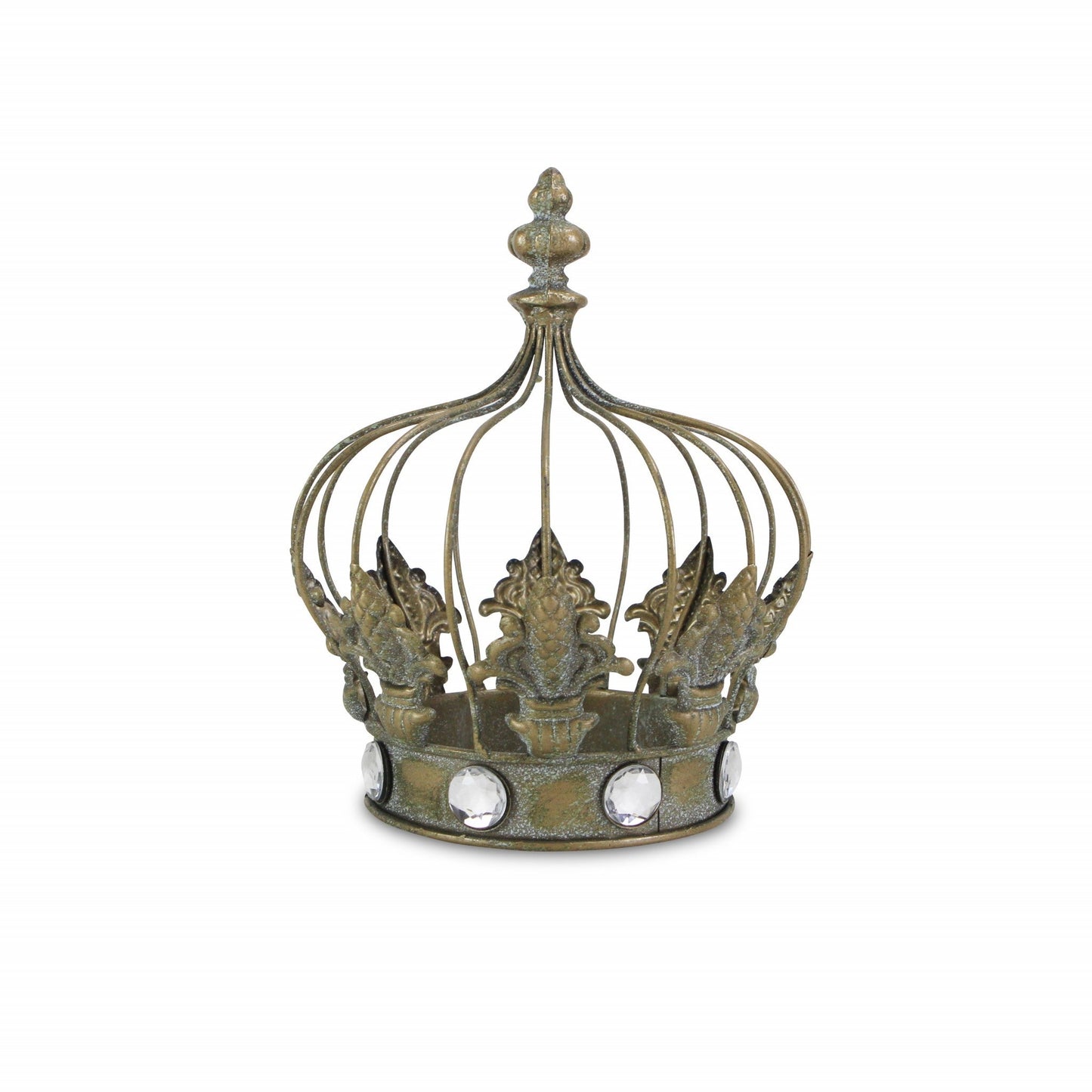 HomeRoots Vintage Look Bronze Crown Jewel Sculpture