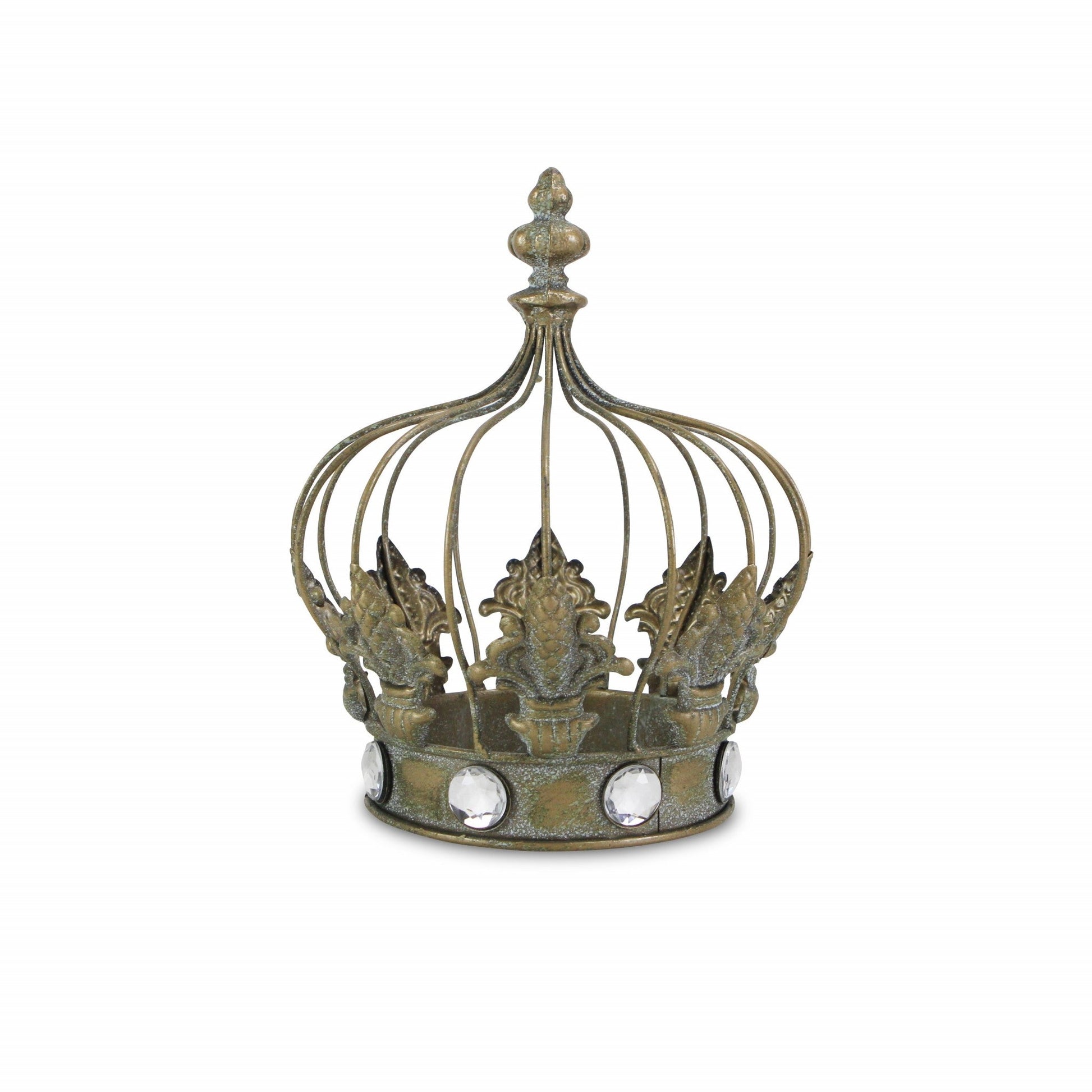 HomeRoots Vintage Look Bronze Crown Jewel Sculpture