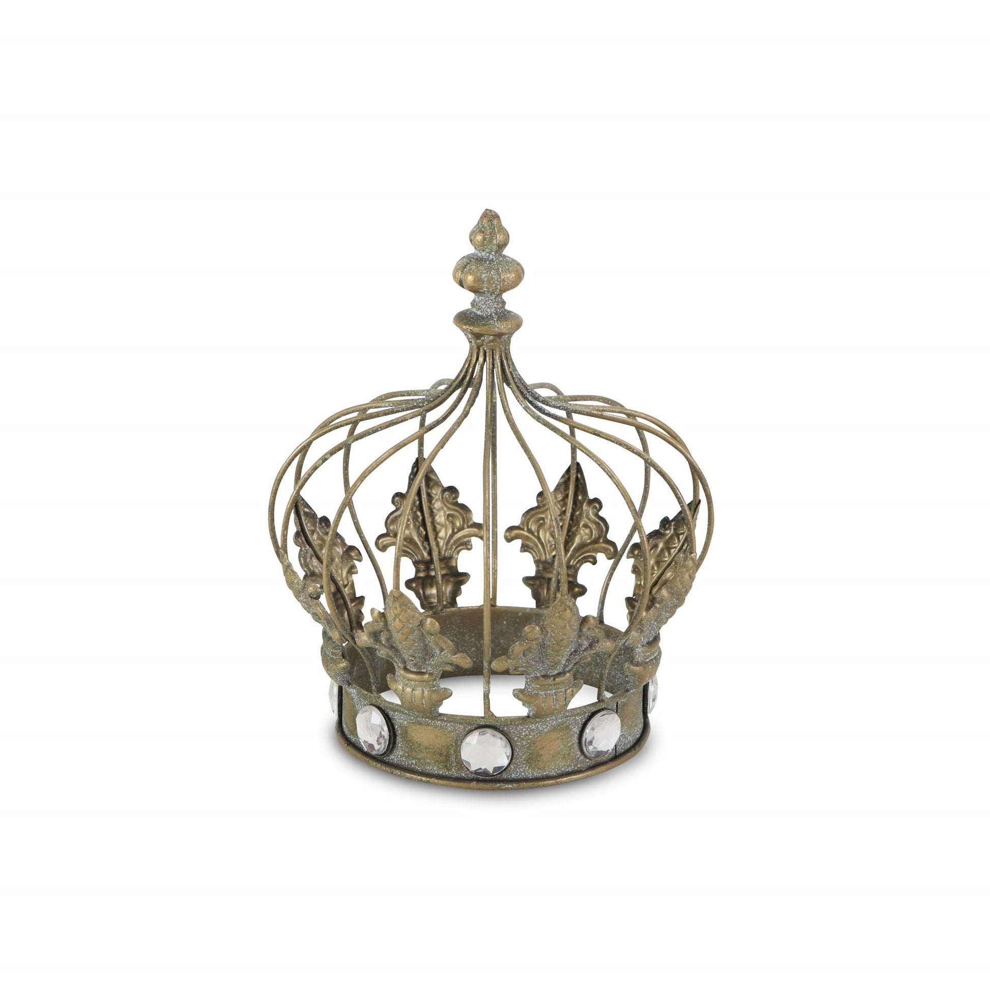 HomeRoots Vintage Look Bronze Crown Jewel Sculpture
