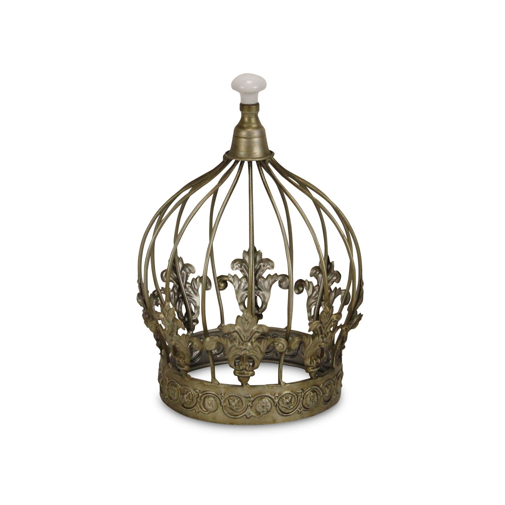 HomeRoots Vintage Look Silver Crown Sculpture