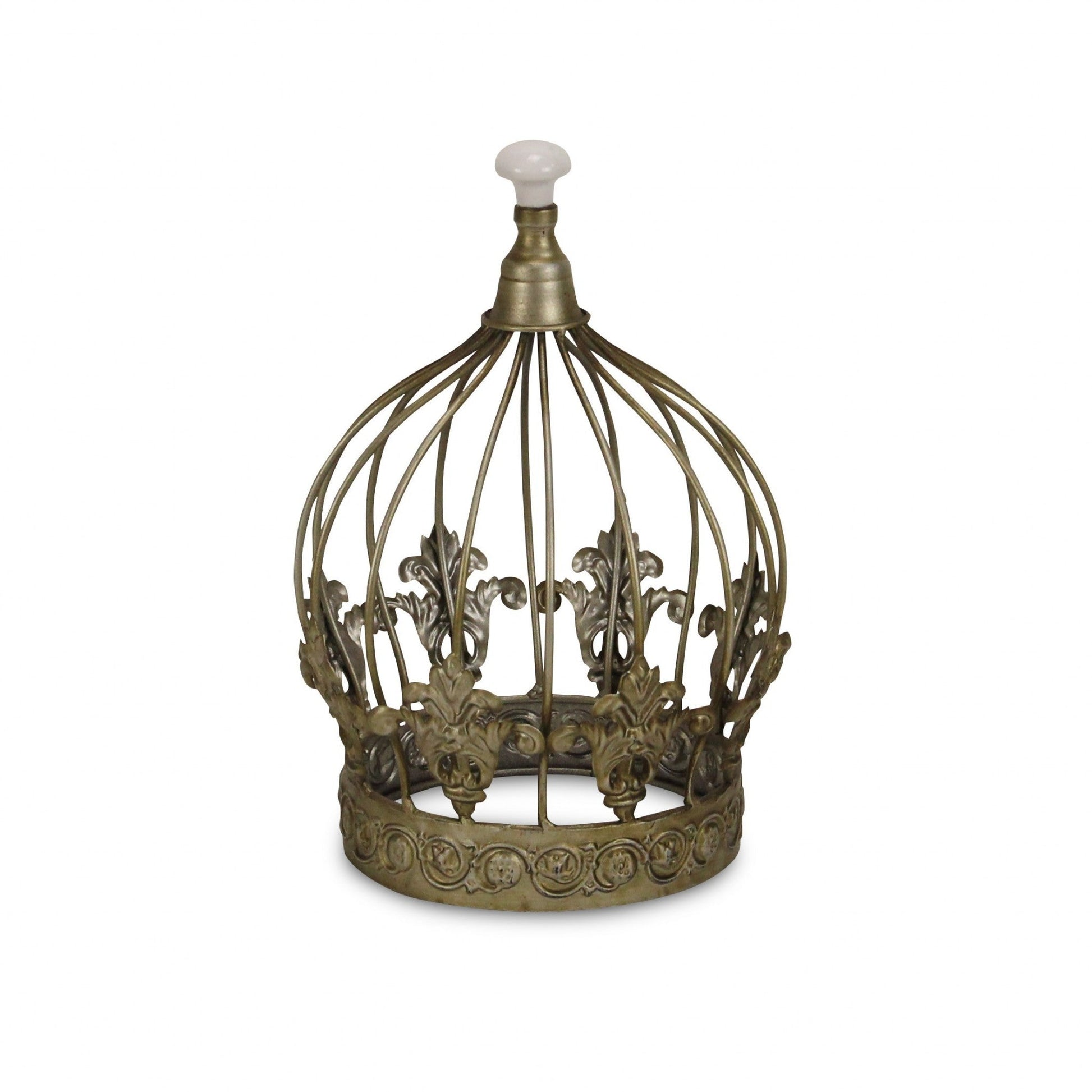 HomeRoots Vintage Look Silver Crown Sculpture