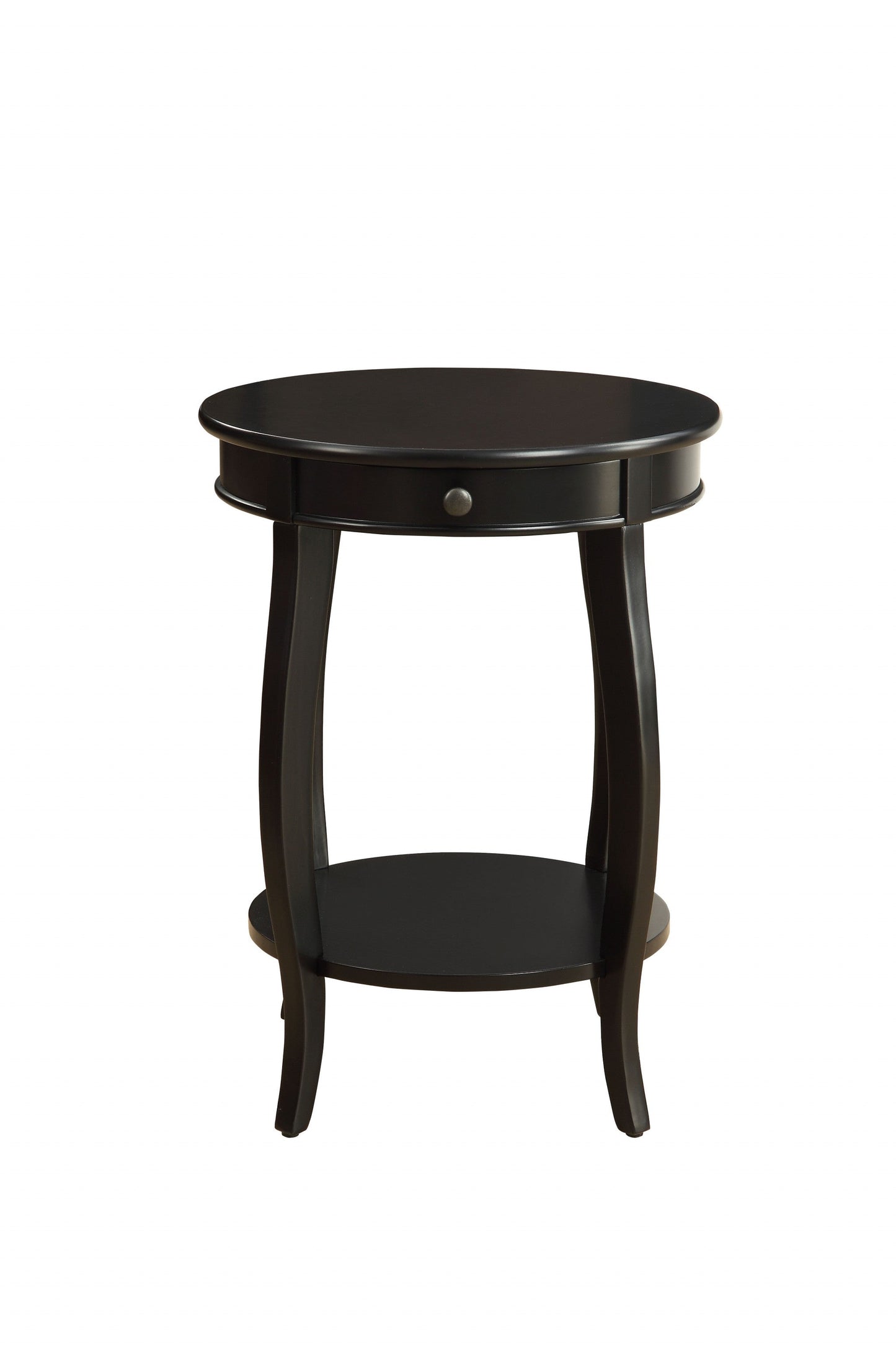 HomeRoots Vintage Look Wood End Table With Storage in Matte Black Finish