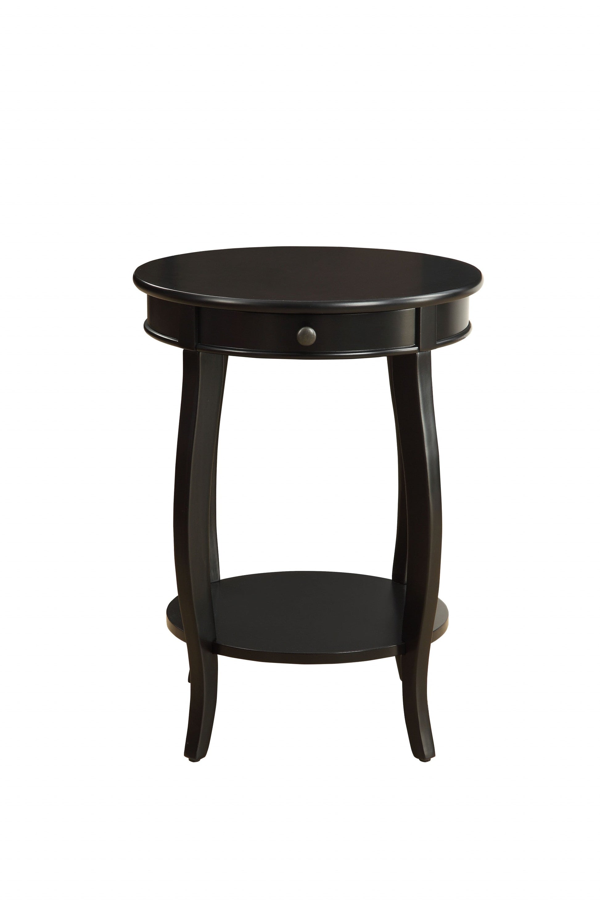 HomeRoots Vintage Look Wood End Table With Storage in Matte Black Finish