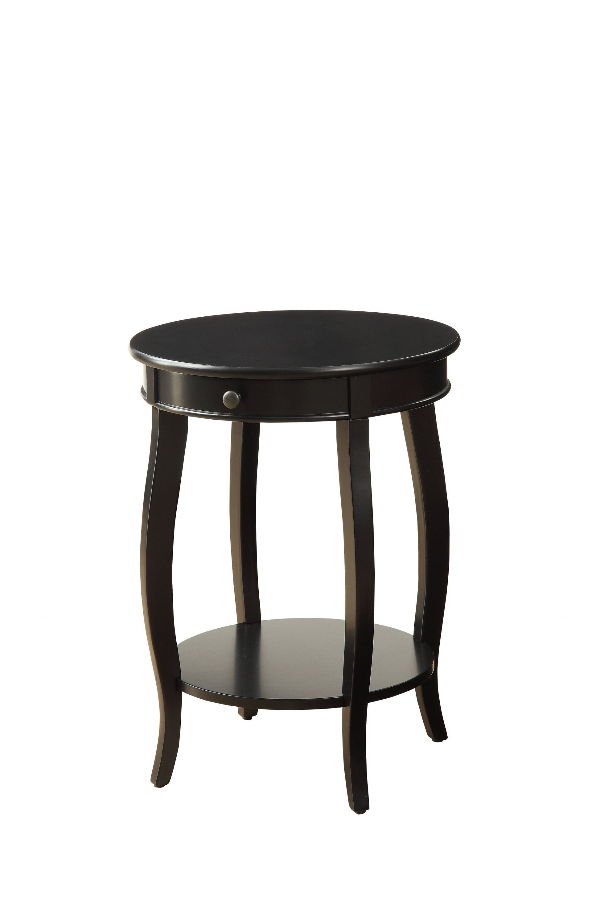 HomeRoots Vintage Look Wood End Table With Storage in Matte Black Finish