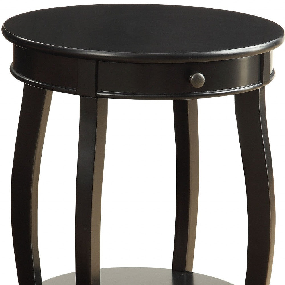 HomeRoots Vintage Look Wood End Table With Storage in Matte Black Finish