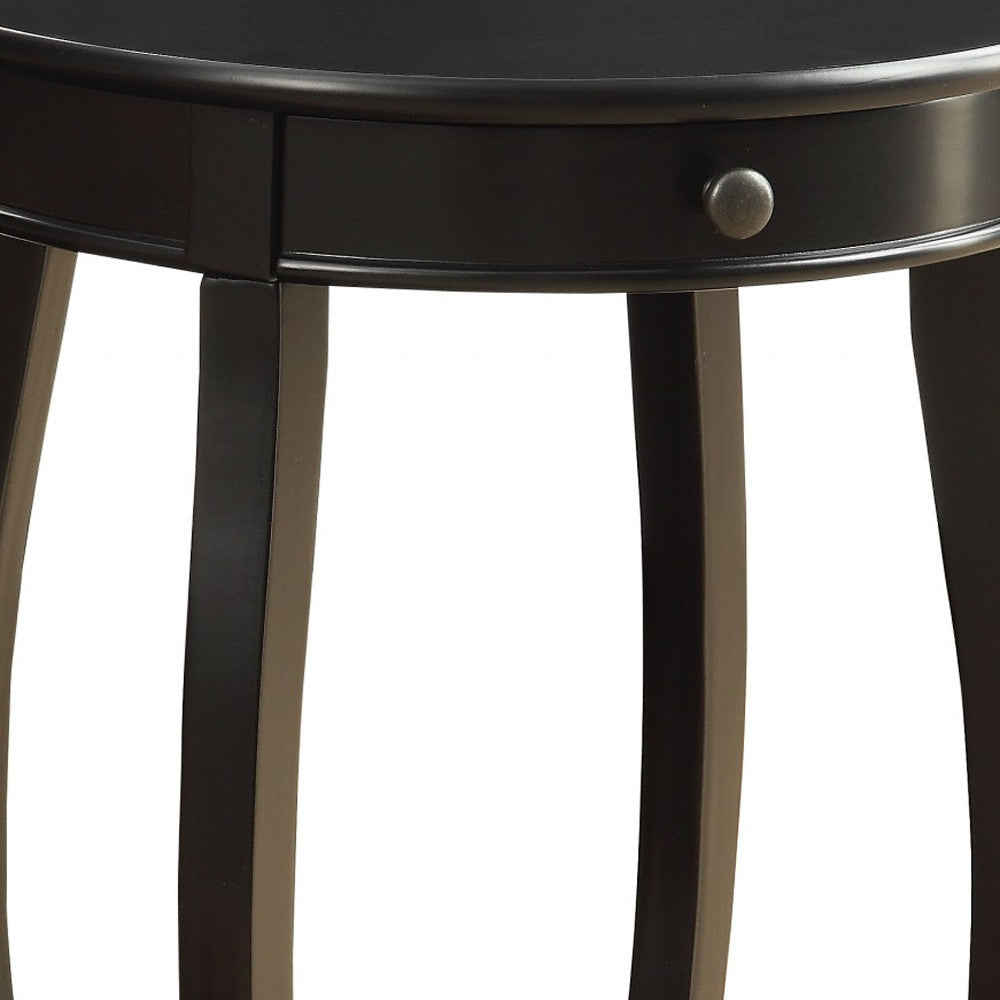 HomeRoots Vintage Look Wood End Table With Storage in Matte Black Finish