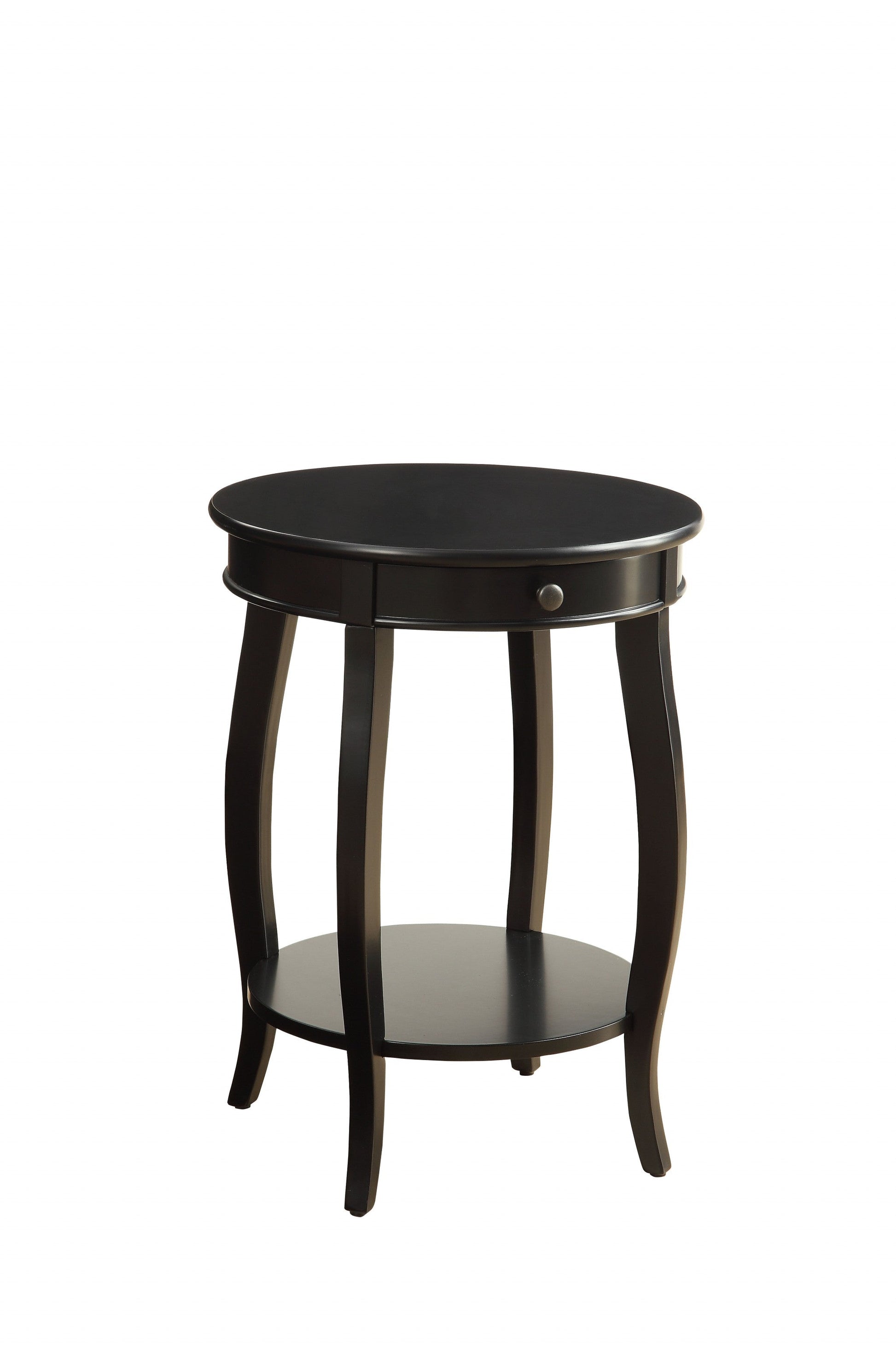 HomeRoots Vintage Look Wood End Table With Storage in Matte Black Finish