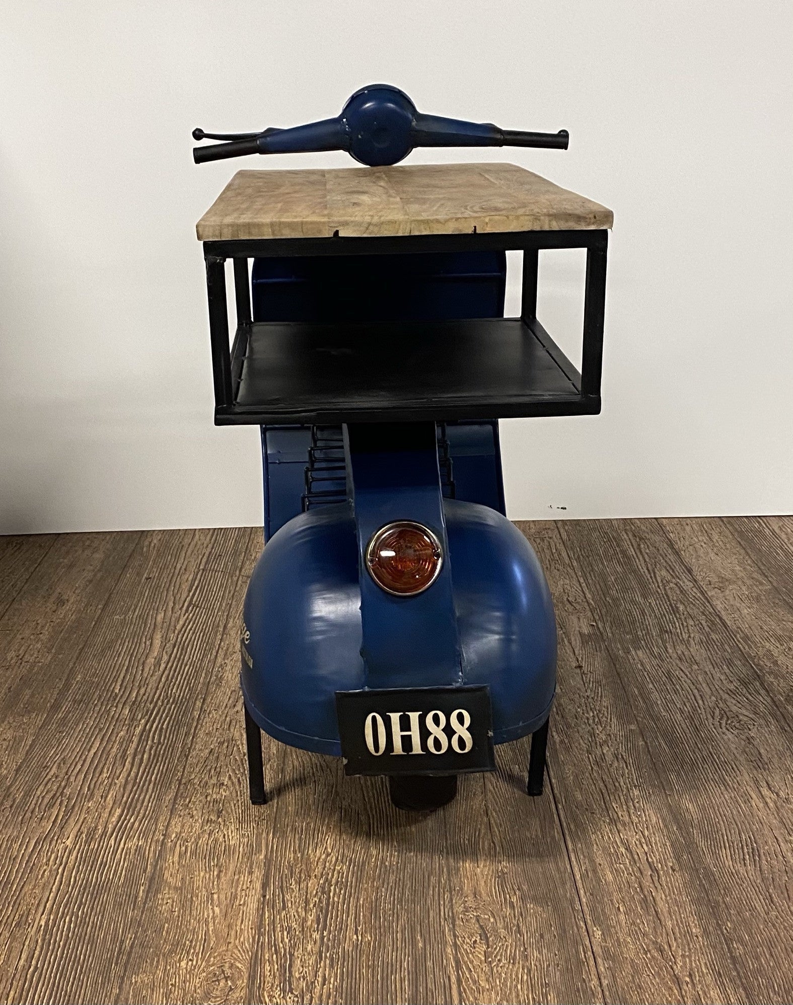 HomeRoots Vintage Scooter Bar Cart in Blue Finish