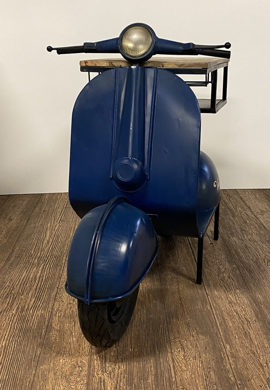 HomeRoots Vintage Scooter Bar Cart in Blue Finish