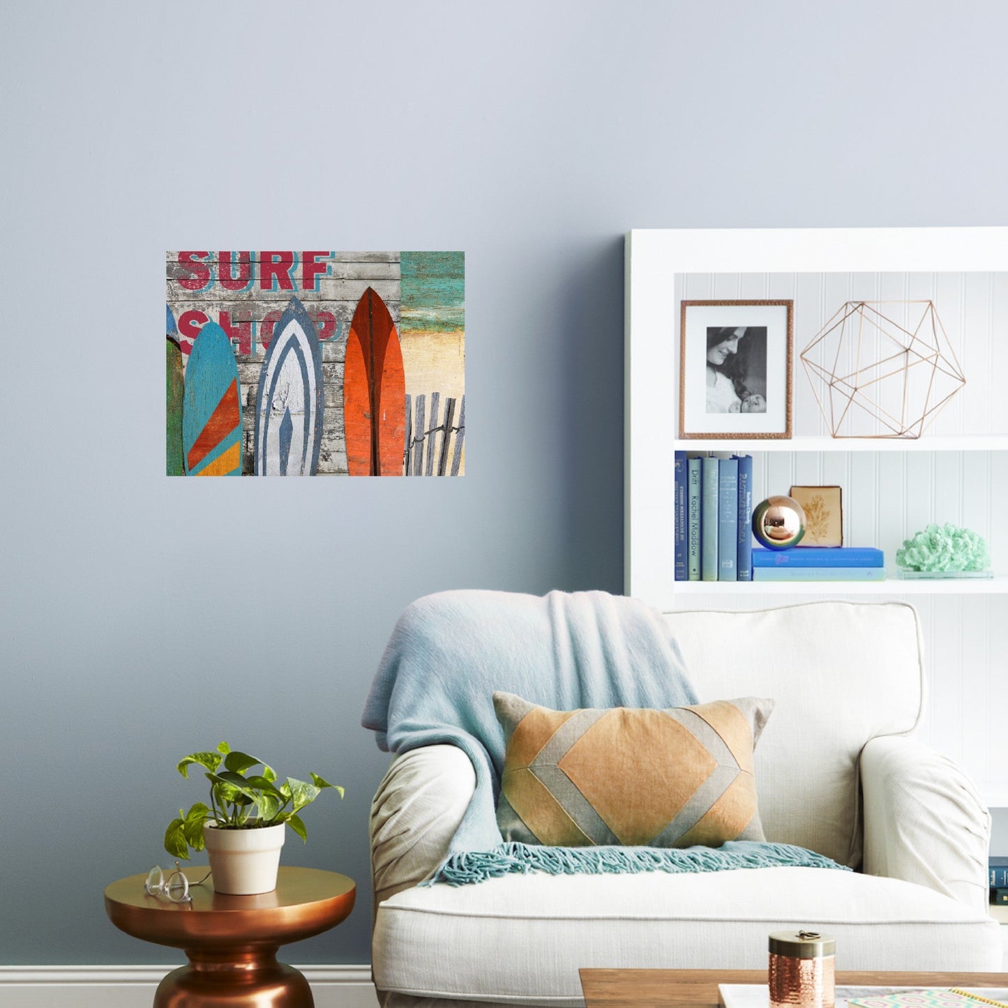 HomeRoots Vintage Surfboard Trio Beach Scene Wall Art