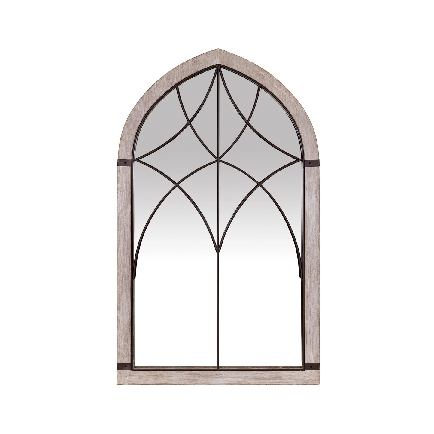 HomeRoots Vintage Wood and Iron Wall Mirror