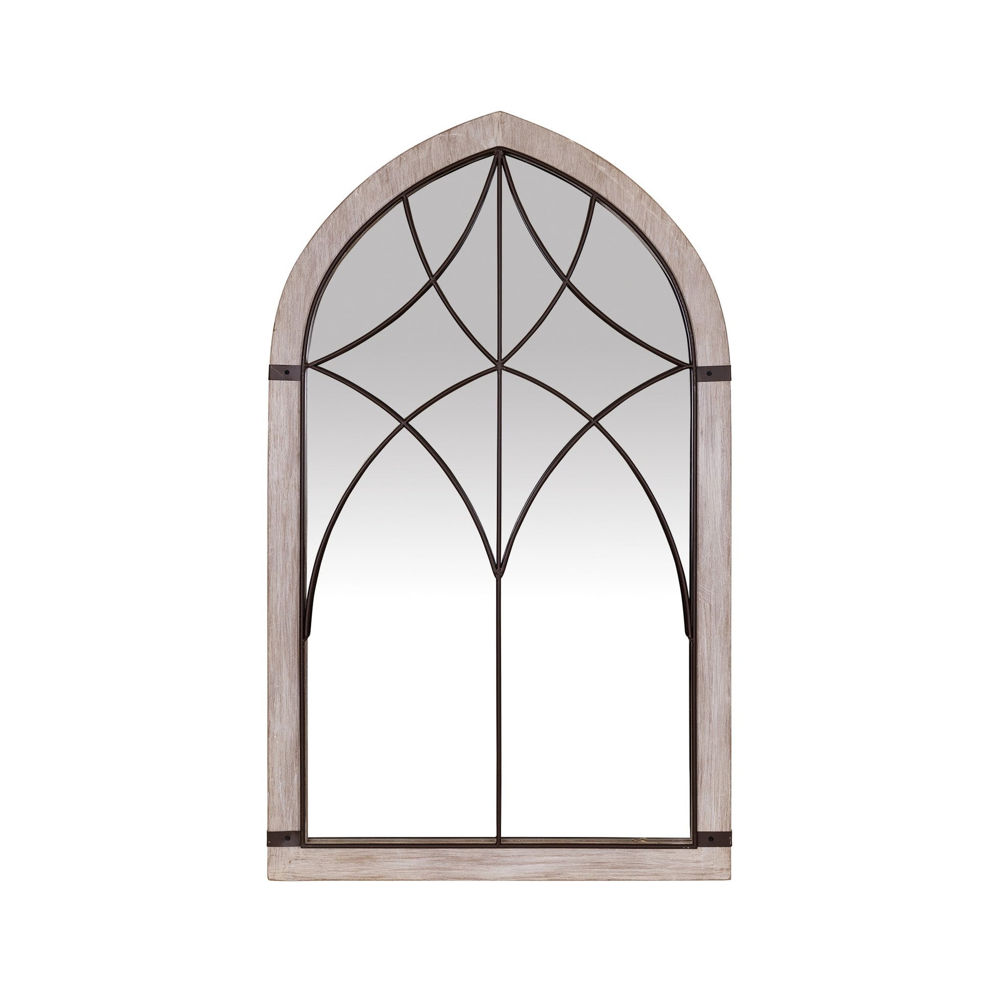 HomeRoots Vintage Wood and Iron Wall Mirror