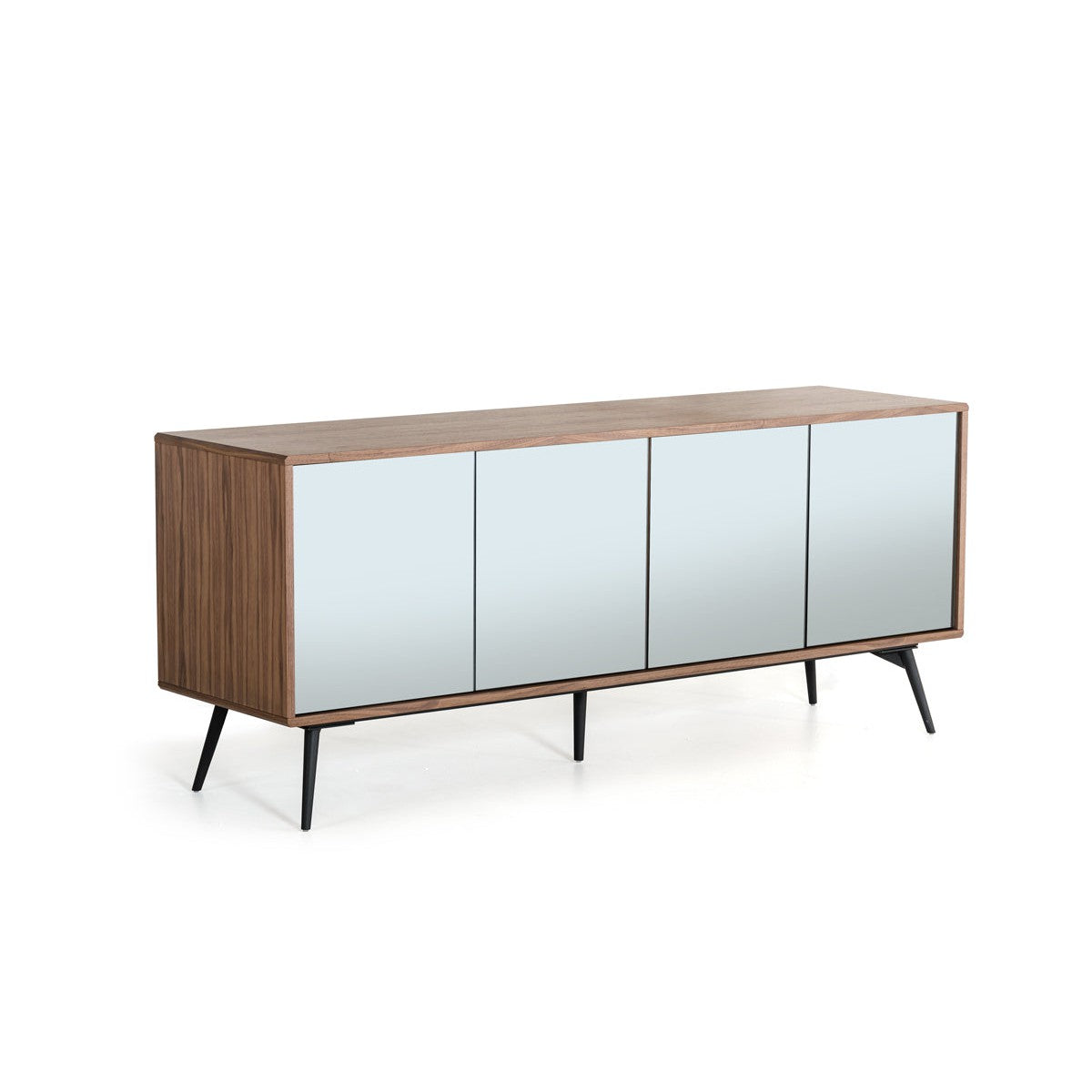 HomeRoots Walnut Veneer Glass And Metal Buffet