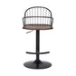 HomeRoots Walnut Wood and Metal Adjustable Curve Back Bar Stool