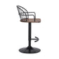HomeRoots Walnut Wood and Metal Adjustable Curve Back Bar Stool