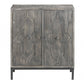 HomeRoots Wash Scroll Wood 2-Door Accent Cabinet in Rustic Gray Finish