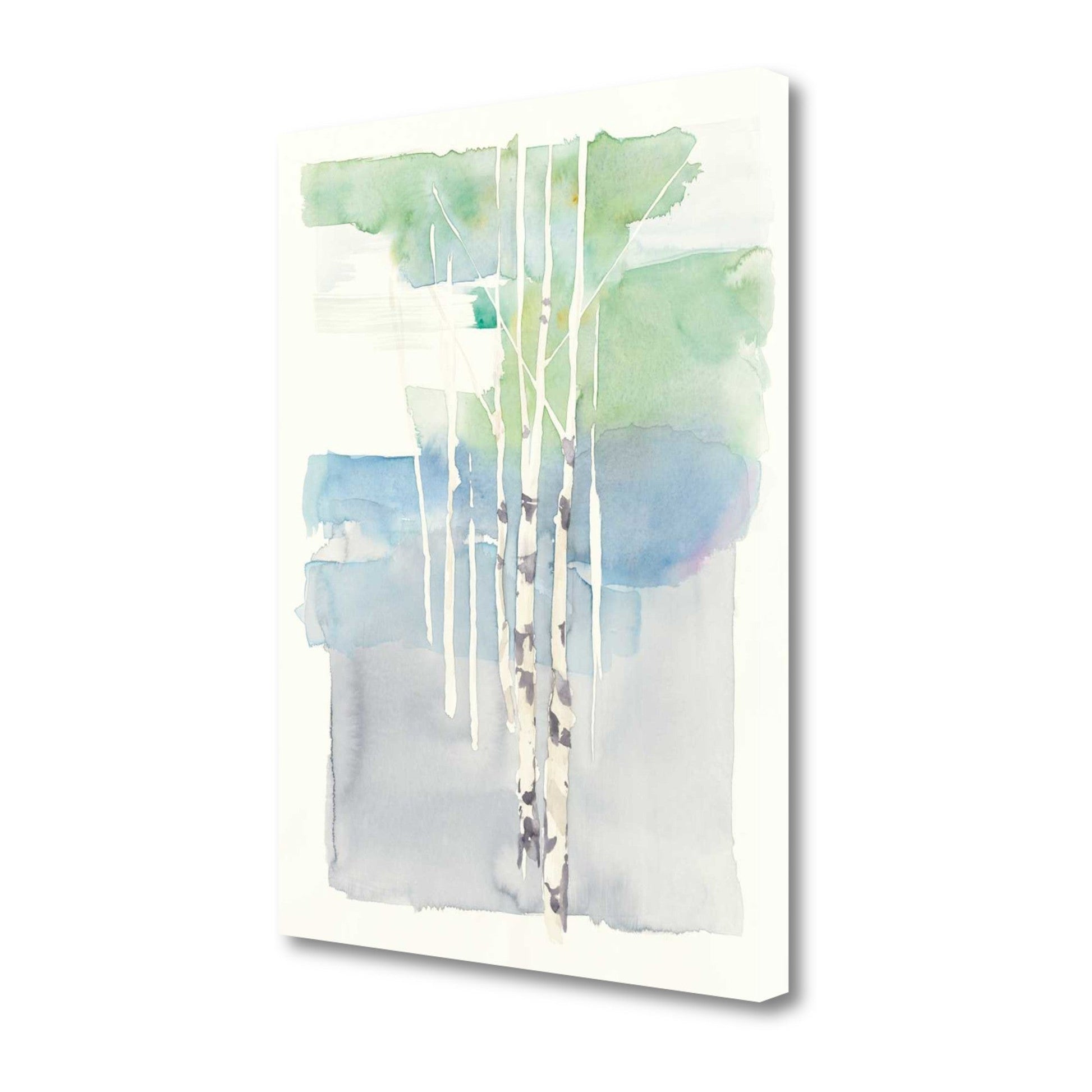 HomeRoots Watercolor Abstract Tree Trunks Giclee Wrap Canvas Wall Art