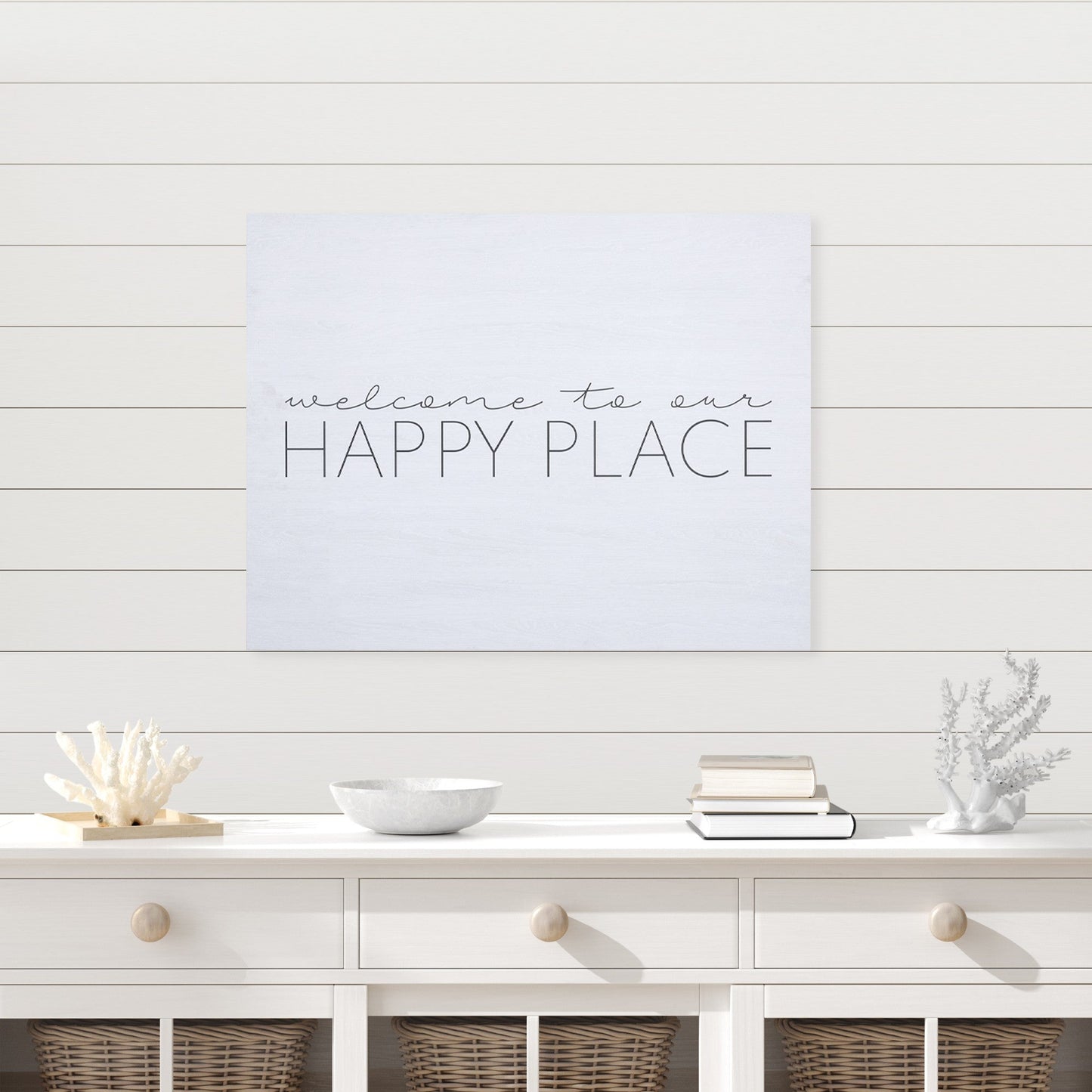 HomeRoots Welcome To Our Happy Place Wall Art