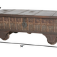 HomeRoots Wheel Antique Coffee Table in Brown Finish