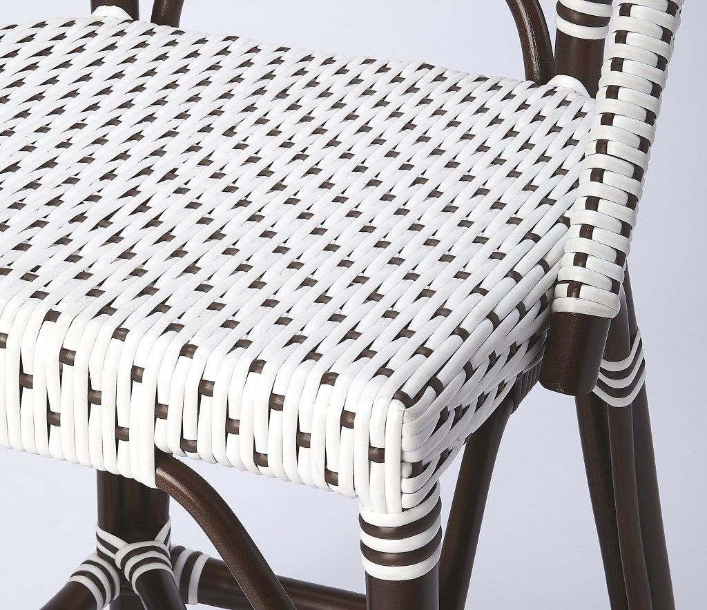 HomeRoots White And Chocolate Rattan Counter Stool